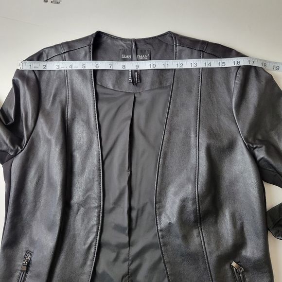 Frank Lyman Faux Leather Open Front Jacket Black 10 - Picture 11 of 12